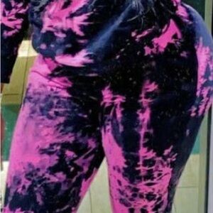 Tie-dye 2- pc pink and black joggers set or sweatsuit 1X
